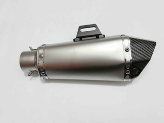 Royal Piston Universal Akrapovic Mini Silencer - The Ultimate Weapon of Sound and Style for Every Sport Bike Enthusiast (Silver)