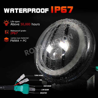 Royal Piston™ Devil Eye LED Headlight - Highest Powerful Beam of All Time, High/Low Beam, DRL, Cool Lighting - Compatible with Thar, Jeep, Gypsy (2pc)