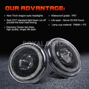 Royal Piston™ Devil Eye LED Headlight - Highest Powerful Beam of All Time, High/Low Beam, DRL, Cool Lighting - Compatible with Thar, Jeep, Gypsy (2pc)