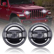 Royal Piston™ Hawk Eye LED Headlight: Highest Powerful Beam, OSRAM LED Minus Korean Chip. High/Low Beam, DRL, Cool Lighting, For Thar, Jeep, (2pc)
