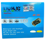 Royal Piston LIUHJG Super Bright LED Motorcycle Headlight – AC/DC 12V-36V, 30W-50W, 30000LM-5000LM, Waterproof, Dual Color Beam (White + Yellow), Fan Cooled