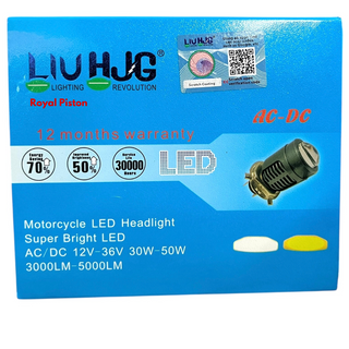 Royal Piston LIUHJG Super Bright LED Motorcycle Headlight – AC/DC 12V-36V, 30W-50W, 30000LM-5000LM, Waterproof, Dual Color Beam (White + Yellow), Fan Cooled