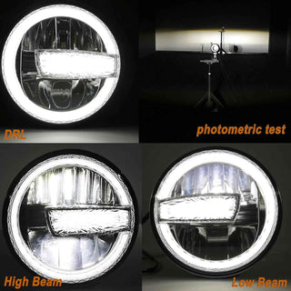 Royal Piston 7" LED Headlight Highest Powerful Beam of All Time | OSRAM LED, Minus Hightech Korean Chip, High/Low Beam, DRL | For Thar, Jeep, Gypsy