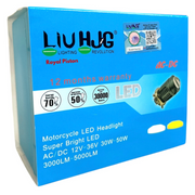 Royal Piston LIUHJG Super Bright LED Motorcycle Headlight – AC/DC 12V-36V, 30W-50W, 30000LM-5000LM, Waterproof, Dual Color Beam (White + Yellow), Fan Cooled