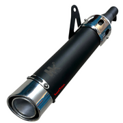 Royal Piston HK Bullet Jet Black Silencer for Royal Enfield – Free-Flow Exhaust | Dual-Tone Chrome Tips | Heat-Resistant Matte Finish | Deep Thump Sound | Direct Bolt-On Fit