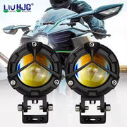 Royal Piston LIUHJG 3-in-1 High Beam LED Fog Light | Y-Type Fog Light, 120W (White + Yellow + Red) | Flood Light with Wide Coverage | Auxiliary Lamp, Universal Fit for Bikes, Cars, SUVs