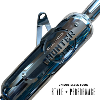 Exhaust Compatible with Royal Enfield Hunter 350 Chrome Stainless Steel & Authentic Sound - Royal Piston