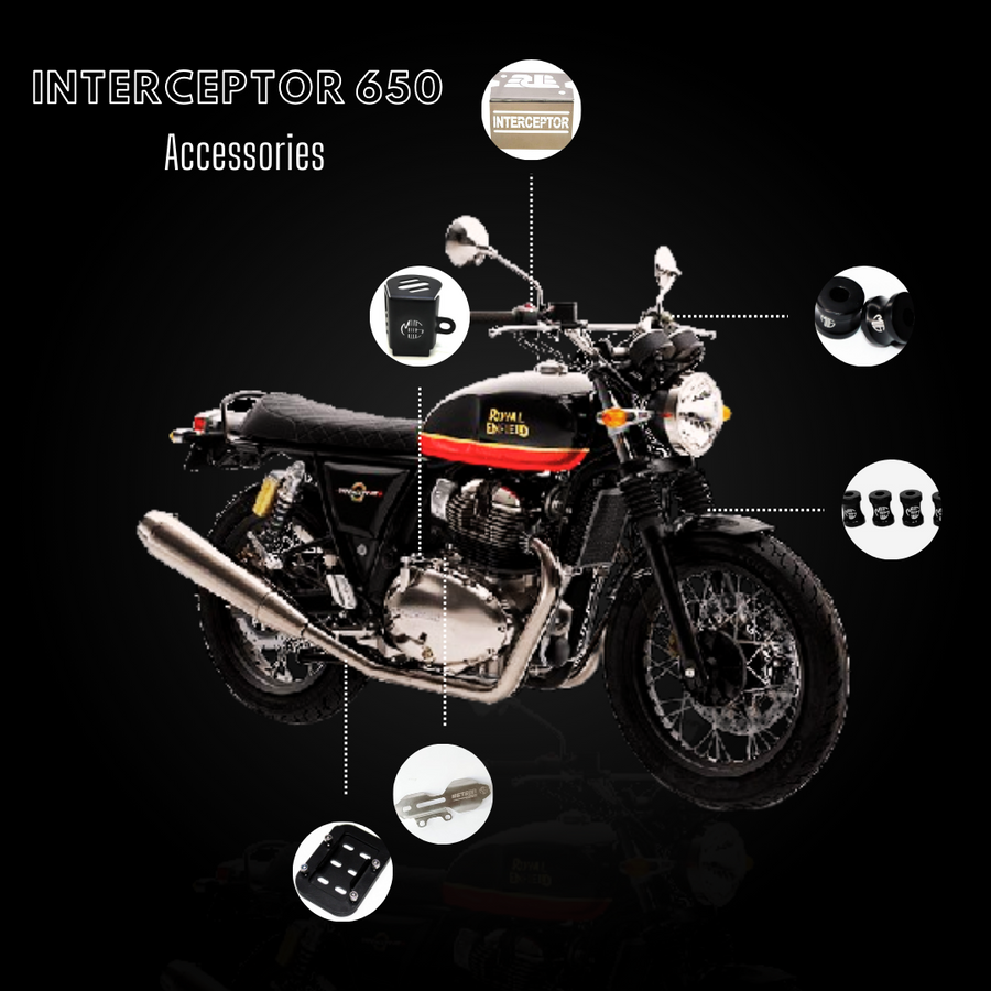 Ultimate Style & Safety: Royal Enfield Interceptor 650cc Complete Accessories Combo - Everything You Need for a Sleek, Stylish Ride - Royal Piston