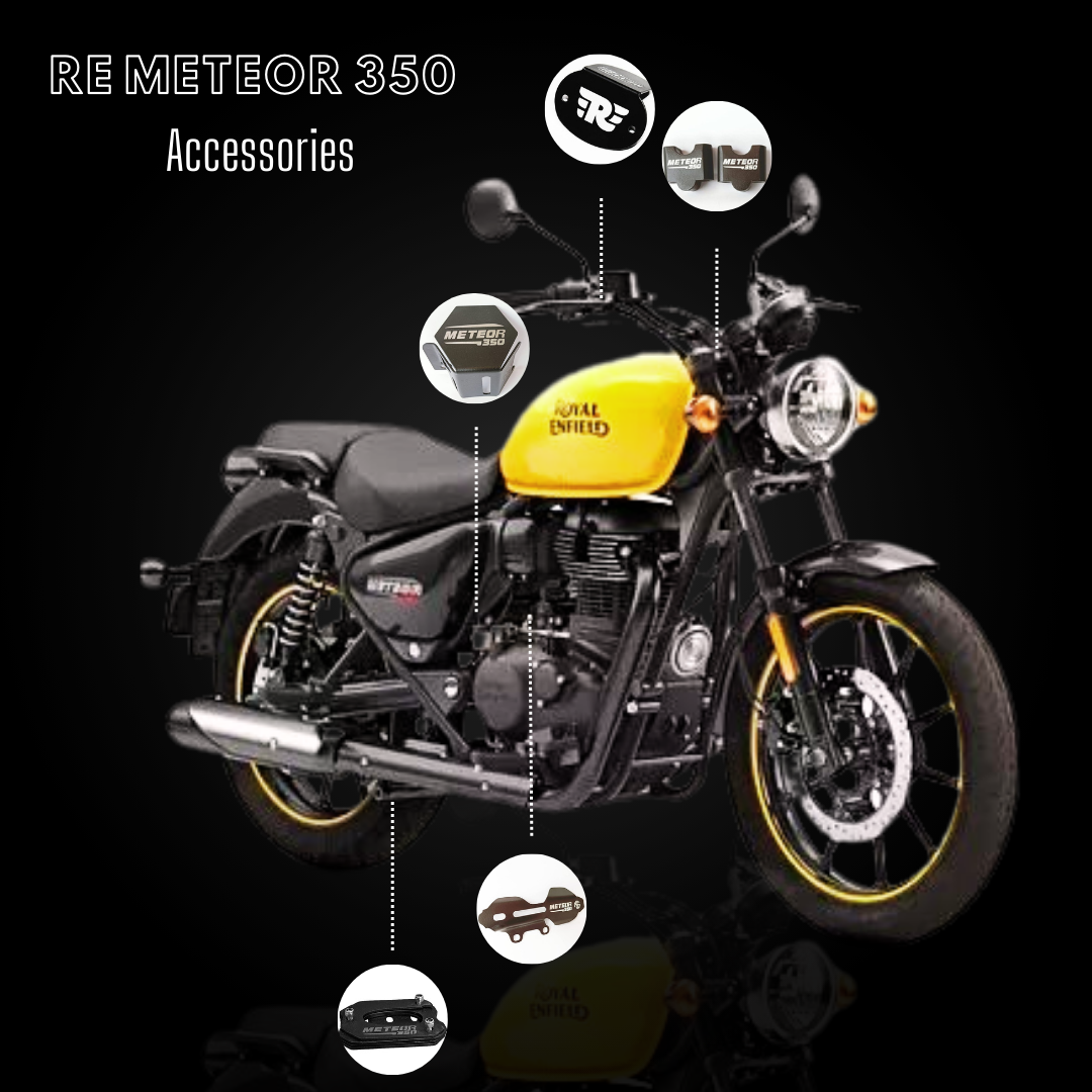 Cosmic Elegance: Royal Enfield Meteor 350cc Complete Accessories Combo in Celestial Black (Half Kit)