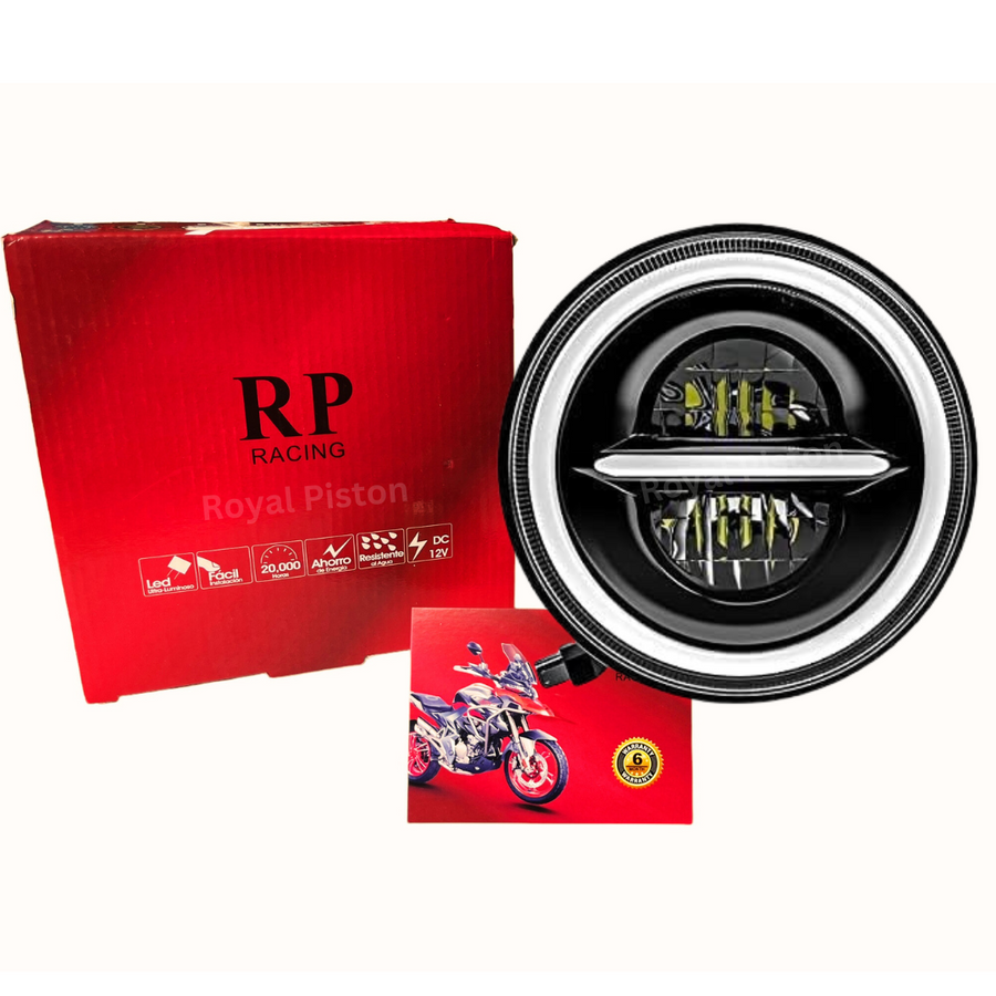 Royal Piston 110W LED Headlight - Cree/Osram, DRL, High/Low Beam - Fits Royal Enfield, Jeep, Thar + 6 Month Warranty - Royal Piston