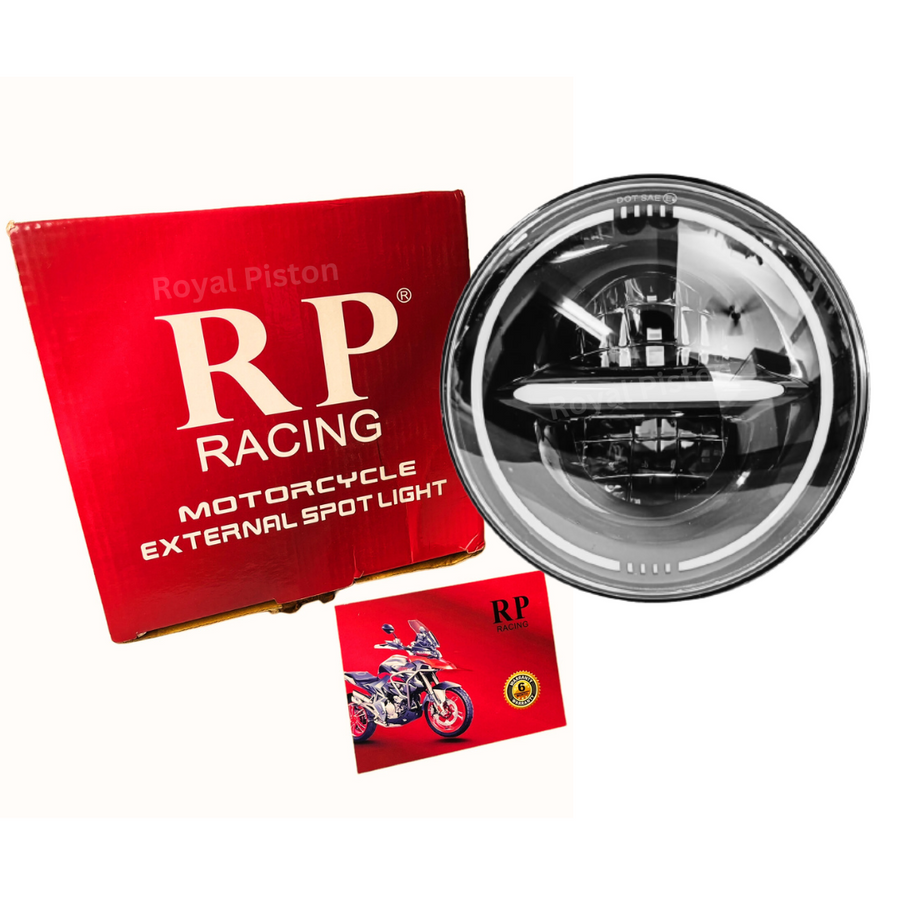 Royal Piston 7" LED Headlight (75-110W) CREE/Osram Minus Ring For RE Compatible with RE Hunter 350, Interceptor, continental GT 650, Himalayan, Classic Reborn + 6M Warranty - Royal Piston