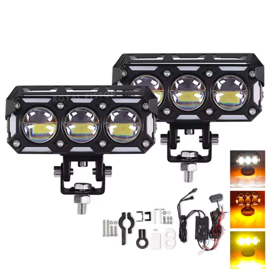 Royal Piston LED Fog Light For Bike | 120W Devil Eye Powerful Flood Lamp | With Full Harness Kit & Waterproof | Fog Lamp for Bike/Car/Jeep (Wider Throw)